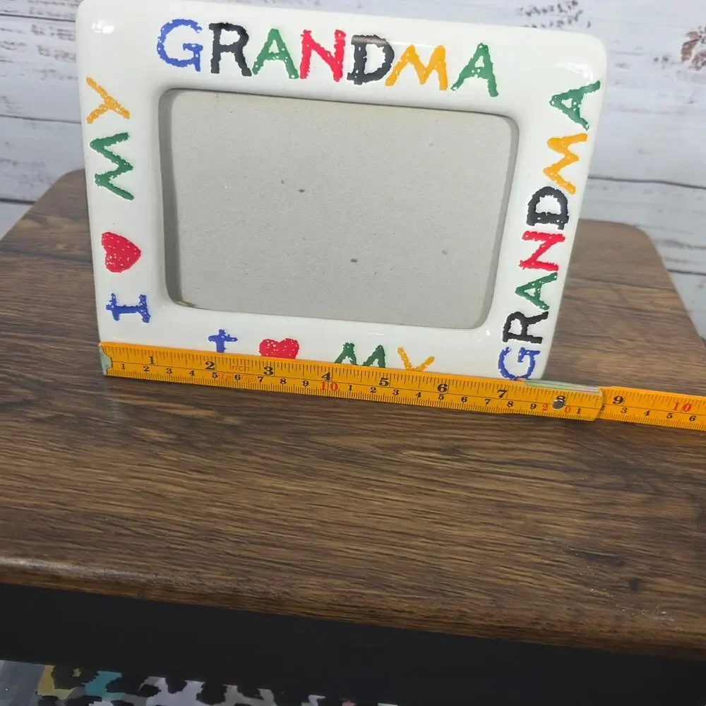 VTG 90s I Love My Grandma Ceramic Picture Frame White Hand Painted 4x6